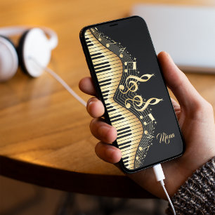 Monogram Elegante Black and Gold Musiknoten Design Case-Mate iPhone Hülle