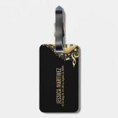 Monogram Elegante Black and Gold Musiknoten Design Gepäckanhänger (Rückseite vertikal)