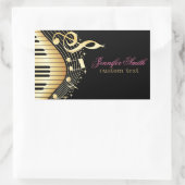 Monogram Elegante Black and Gold Musiknoten Design Rechteckiger Aufkleber (Tasche)