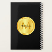 Monogram Elegante Black Gold Moderne Vorlage Planer (Rückseite)