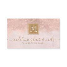 Monogram Elegante Blush Rose Gold Glitzer Salon