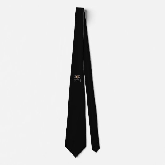 Monogram Elegante Dragonfly On Black Neck Tie Krawatte (Vorderseite)
