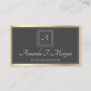 Monogram Elegante Ernennung Grau Rose Gerahmt Grau Visitenkarte