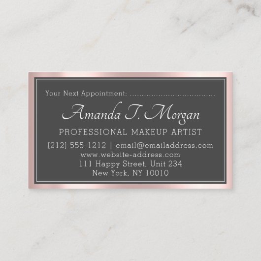 Monogram Elegante Ernennung Grau Rose Grüne Flora Visitenkarte (Rückseite)