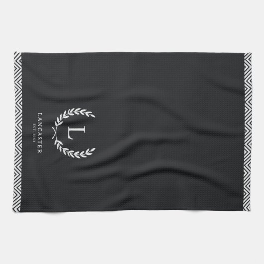 Monogram Elegante Farmhouse Moderner Minimalistisc Geschirrtuch (Horizontal)