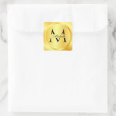 Monogram Elegante Imitate Gold Glamour Template Quadratischer Aufkleber (Tasche)