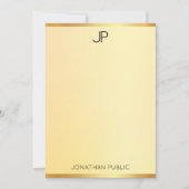 Monogram Elegante Imitate Gold Template Moderne Ei Mitteilungskarte (Vorderseite)