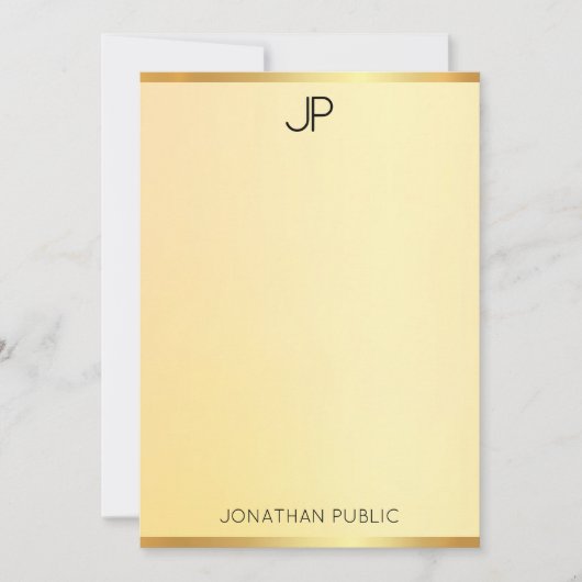 Monogram Elegante Imitate Gold Template Moderne Ei Mitteilungskarte (Vorderseite)