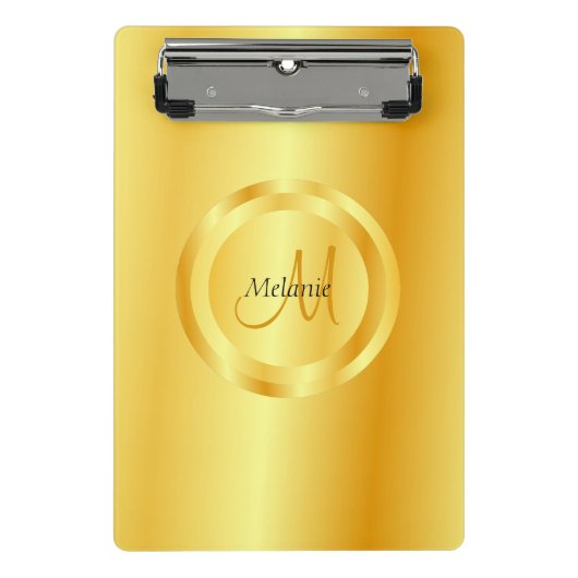 Monogram Elegante Modern Gold Look Template Mini Klemmbrett (Vorderseite)