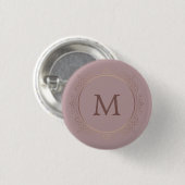 Monogram Elegante Moderne Rose Gold Template Button (Vorne & Hinten)