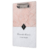 Monogram Elegante Rose Gold Gray Marble Clipboard Klemmbrett (Links)