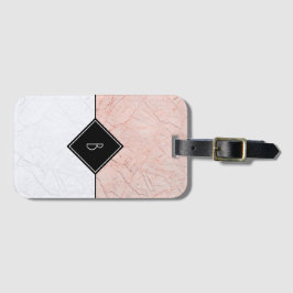 Monogram Elegante Rose Gold Gray Marble Gepäckmark Gepäckanhänger