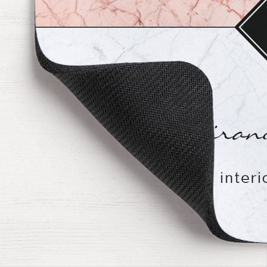 Monogram Elegante Rose Gold Gray Marble Mousepad (Ecke)