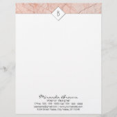 Monogram Elegante Rose Gold Marble Letterhead Briefkopf (Vorderseite)