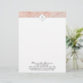 Monogram Elegante Rose Gold Marble Letterhead Briefkopf (Stehend Vorderseite)