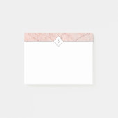 Monogram Elegante Rose Gold-Marmornotizen Post-it Klebezettel (Vorderseite)