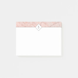 Monogram Elegante Rose Gold-Marmornotizen Post-it Klebezettel