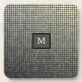 Monogram Elegante Silver & Black Squares Getränkeuntersetzer (Vorderseite)