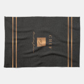 Monogram, eleganter Black-Gold-Name-Script-Koch Geschirrtuch (Horizontal)