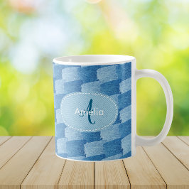 Monogram Elegantes Blaues Denim-Kaffeetasse mit in Kaffeetasse