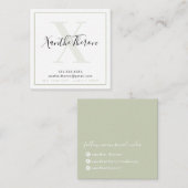 MONOGRAM elegantes Drehbuch moderner Minimalgrün Quadratische Visitenkarte (Vorne/Hinten)