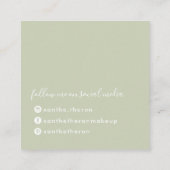 MONOGRAM elegantes Drehbuch moderner Minimalgrün Quadratische Visitenkarte (Rückseite)