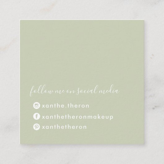 MONOGRAM elegantes Drehbuch moderner Minimalgrün Quadratische Visitenkarte (Rückseite)