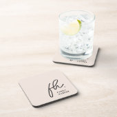 Monogram Elegantes Minimalistisches Script Rosa Getränkeuntersetzer (Rechte Seite)