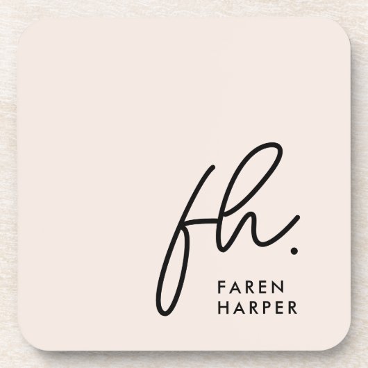 Monogram Elegantes Minimalistisches Script Rosa Getränkeuntersetzer (Vorderseite)