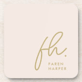 Monogram Elegantes Minimalistisches Script Rosa Go Getränkeuntersetzer (Vorderseite)