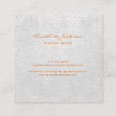 Monogram, elegantes weißes Ledergold Quadratische Visitenkarte (Rückseite)