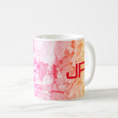 Monogram Eleganto Modern Abstrakt Art Blue Pink Kaffeetasse (VorderseiteRechts)