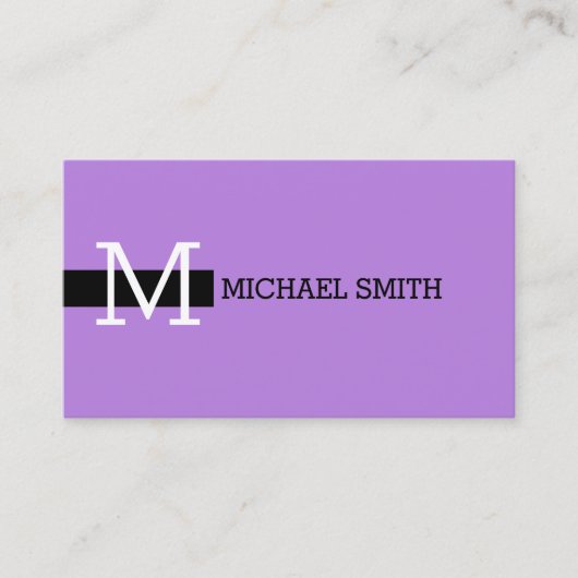 Monogram Eleganto Modern Lavender & Black Visitenkarte (Vorderseite)