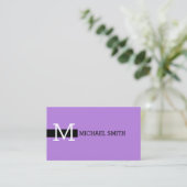Monogram Eleganto Modern Lavender & Black Visitenkarte (Stehend Vorderseite)