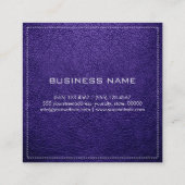 Monogram Eleganto Modern Magenta Violet Leather Quadratische Visitenkarte (Rückseite)