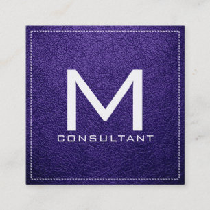 Monogram Eleganto Modern Magenta Violet Leather Quadratische Visitenkarte