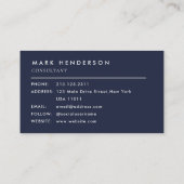 Monogram Eleganto Modern Navy Blue Visitenkarte (Rückseite)