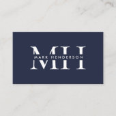 Monogram Eleganto Modern Navy Blue Visitenkarte (Vorderseite)