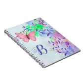 Monogram Eleganush Blush Pink Butterfly Floral Notizblock (Rechte Seite)