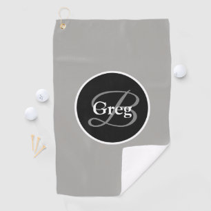 Monogram Elegany Black Golf Towel Golfhandtuch