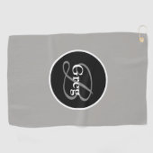 Monogram Elegany Black Golf Towel Golfhandtuch (Horizontal)