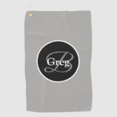 Monogram Elegany Black Golf Towel Golfhandtuch (Vorderseite)