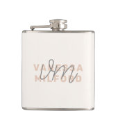 Monogram Elegany Elfenbeincreme Moderne Minimalist Flachmann (Vorderseite)