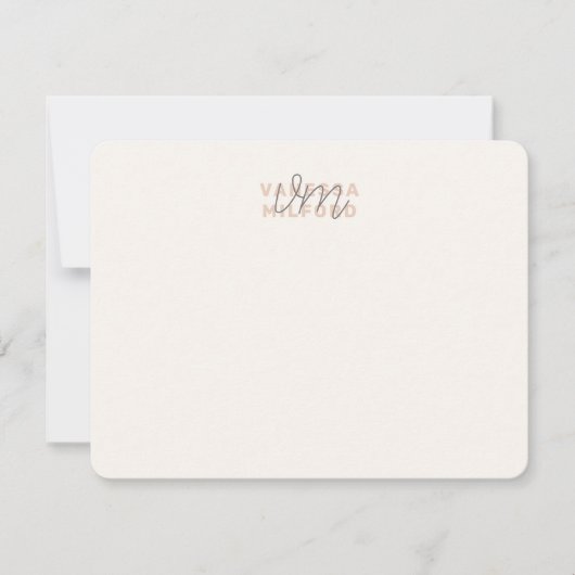 Monogram Elegany Ivory Cream Blush Pink Moderne Mitteilungskarte (Vorderseite)