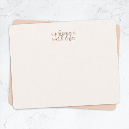 Monogram Elegany Ivory Cream Blush Pink Moderne Mitteilungskarte