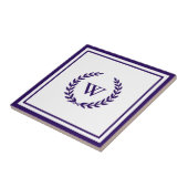 Monogram Elegany Navy Blue White Keramik Tile Fliese (Seite)