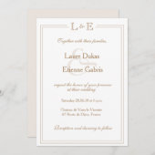 Monogram Elfenbeingold Ampere und moderne Hochzeit Einladung (Vorne/Hinten)