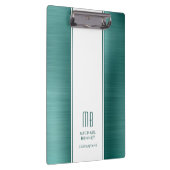 Monogram Emerald Green Brushed Metallic Business Klemmbrett (Rechts)