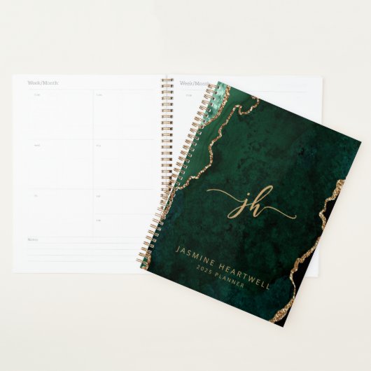 Monogram Emerald Green Gold Agate 2025 Planer (Anzeige)