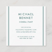 Monogram Emerald Green Metallic Foil Consultant Quadratische Visitenkarte (Rückseite)